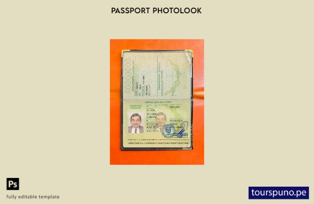 Plantilla de aspecto fotográfico de versión de pasaporte de Guinea lista para im